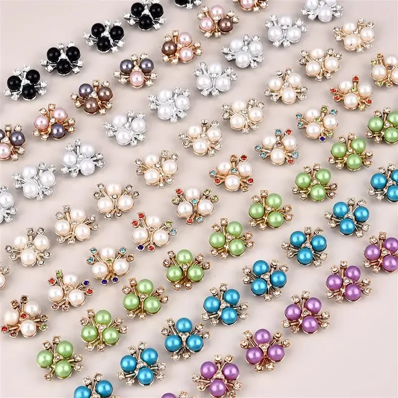 20PCS ผ้า Charms ABS อุปกรณ์ตกแต่ง Clog Rhinestone ลูกปัดมุก DIY หัวเข็มขัดรองเท้าเสื้อผ้าเครื่องประดับสําหรับของขวัญปาร์ตี้