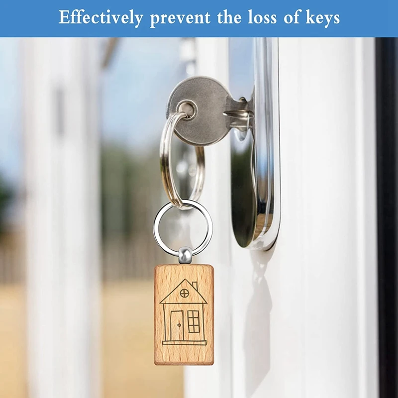 Wooden Key Ring Blank Wooden Key Chain DIY Personalized Wood Key Ring For DIY Crafts Decorations Gifts Pyrography Design