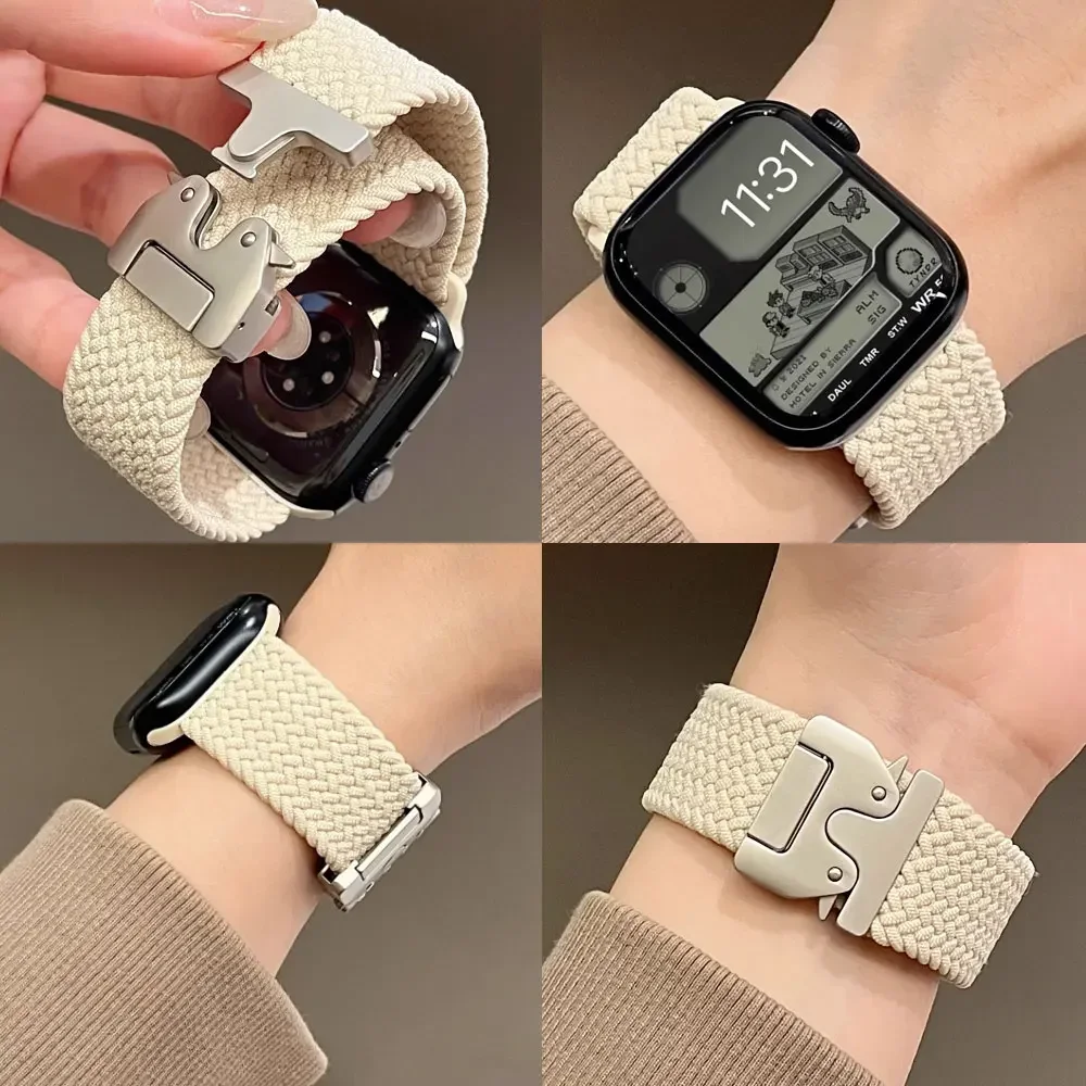 Band for Apple watch 10 46mm 42mm 45mm Ultra 49mm 44mm 41mm Braided Nylon sport correa iWatch Strap Series 9 8 SE 5 6 7 bracelet