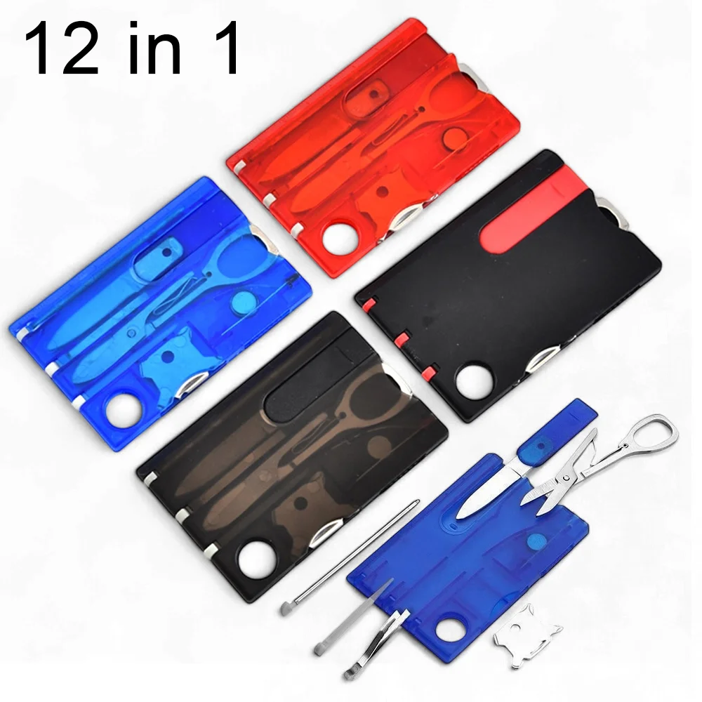 12 in 1 Multifunction Swiss Army Knife Card Mini Survival Tools Suit Screwdriver Outdoor Camping Multi Tool Cards Hiking