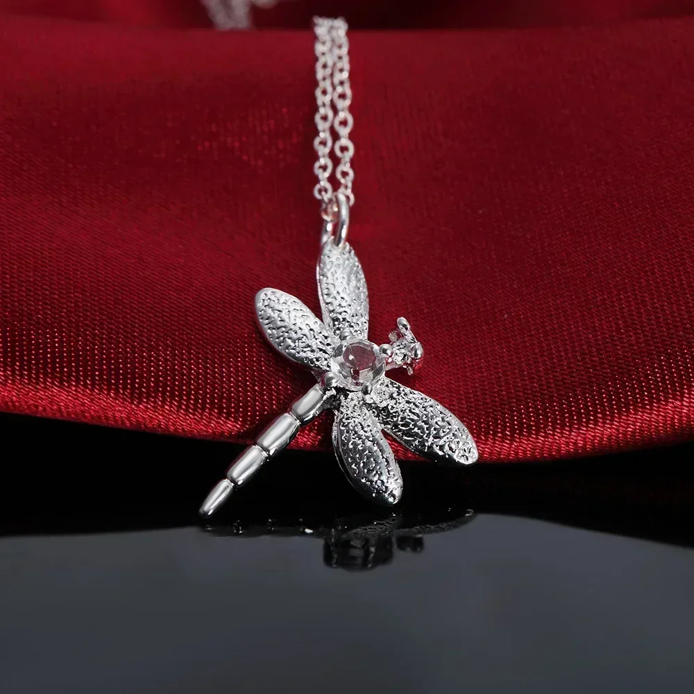 women Fashion Luxury Jewelry 925 Sterling Silver Zircon dragonfly Pendant Necklace high quality party wedding brand Holiday gift