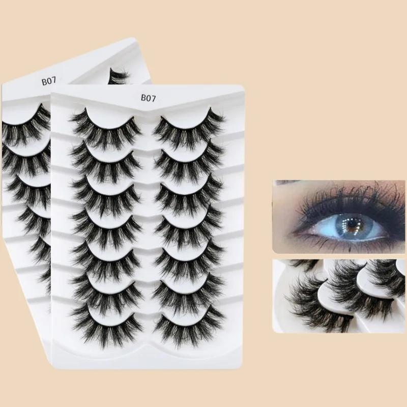 7Pairs False Eyelashes Voluminous Crisscross Fluffy Style Natural Dramatic Full Strip Lashes Cruelty-Free Easy Apply Makeup Tool