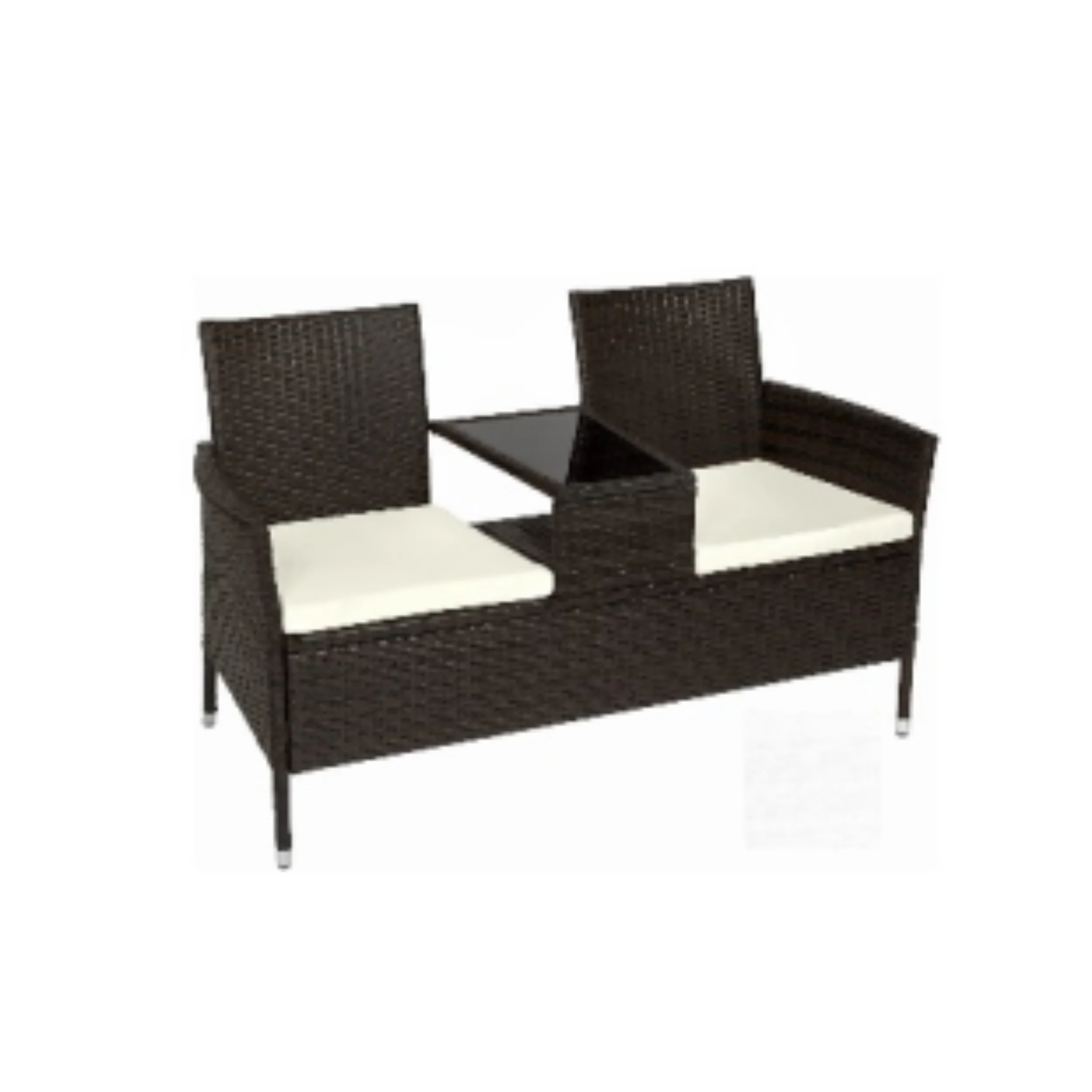 

Morden New Design 2-Person Simple Rattan Outdoor Loveseat KD Couple for Garden Patio Fabric Material