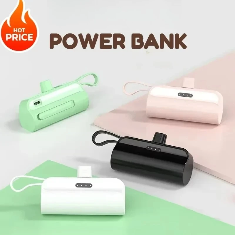 

Портативный мини-аккумулятор 5000 мАч, внешний аккумулятор, зарядное устройство с быстрой зарядкой Type-C для iPhone 12, 13, 14, Xiaomi