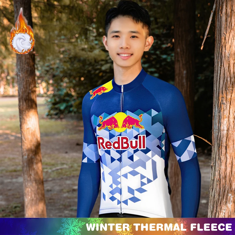

Cycling Fleece Jersey Jackets RED BULL Winter Thermal Uniform Man Ciclismo Hombre Bicycle Clothes Clothing Sets Termal Road Set