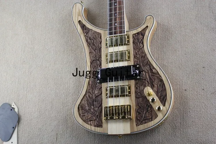 4 Strings Ric 4004 LK Lemmy  Limited Edition Natural Walnut Hand-carved Electric Bass Guitar  Gold Hardware 4 Pickups