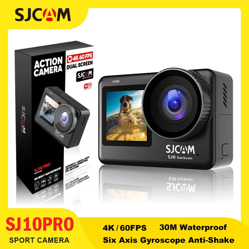 SJCAM SJ10 Pro Dual Screen Action Camera 4K 60FPS Six Axis Gyroscope Anti-Shake Waterproof 2.33