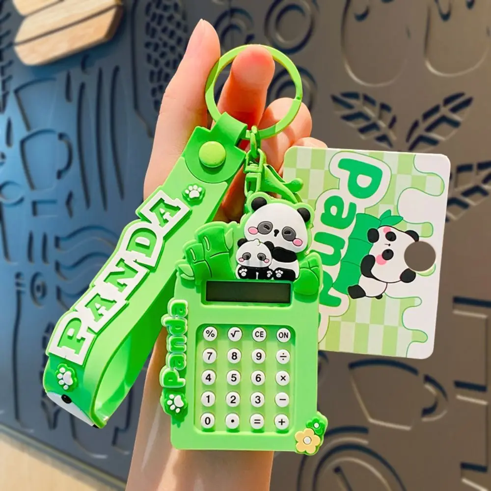 New Cute Panda Mini Calculator 8 Digits Display Candy Color Key Chain Lightweight Maze Stationery