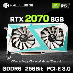 Mllse RTX 2070 8GB Video Card Graphics Card GDDR6 256Bit PCIE PCI-E3.0 16X 1470MHz 2304units DP*2 HDMI*1 DVI rtx 2070 8G Gaming