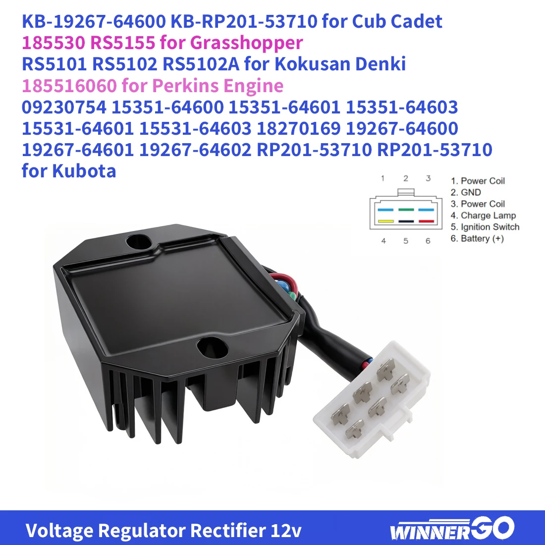 12V 15531-64603 Spannungsregler Gleichrichter für Kubota ZD18 ZD21 ZD25 K008 KH007 KH35 RTV500 Yanmar 186D 1983 YM122 YM126 YM140 – Detail 3