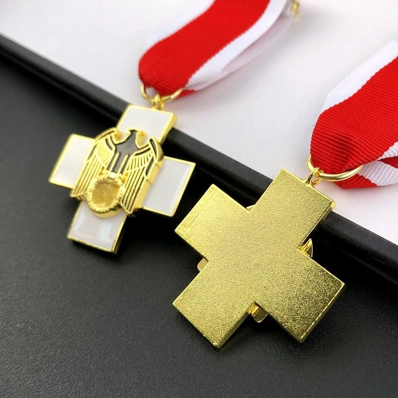 ميدالية الرفاهية الاجتماعية الألمانية دبابيس معدنية بشريط متقاطع أبيض لتزيين الحرف اليدوية مجموعة الهدايا