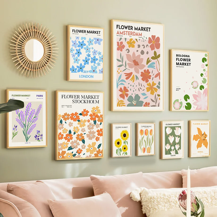 Flower Market Wall Art Colorful Canvas Painting Nordic Plant Poster Printed Picture Of The Living Room Home Decorative Painting