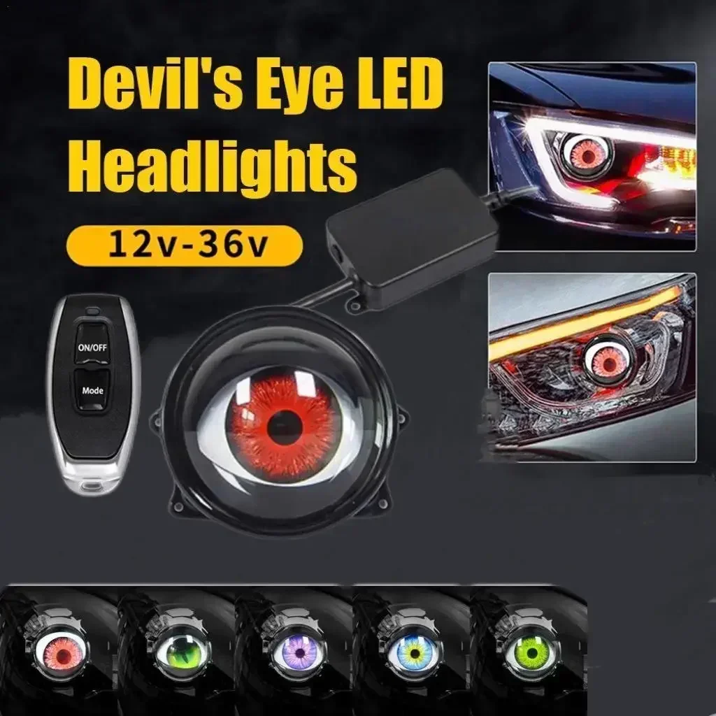 3 Inch Car Dynamics Devil Eye Light LED Car Headlight Assembly Modification Kit Control Animation 6-Mode Eye Light Accessories