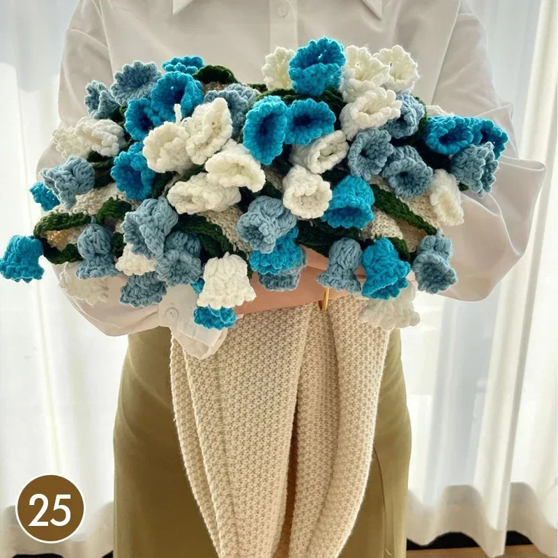 80Cm Finished Crocheted Rose Bouquet Blanket Handmade Knitted Flower Bouquet Blankets Home Decor Bed Sofa Throw Blanket Gift