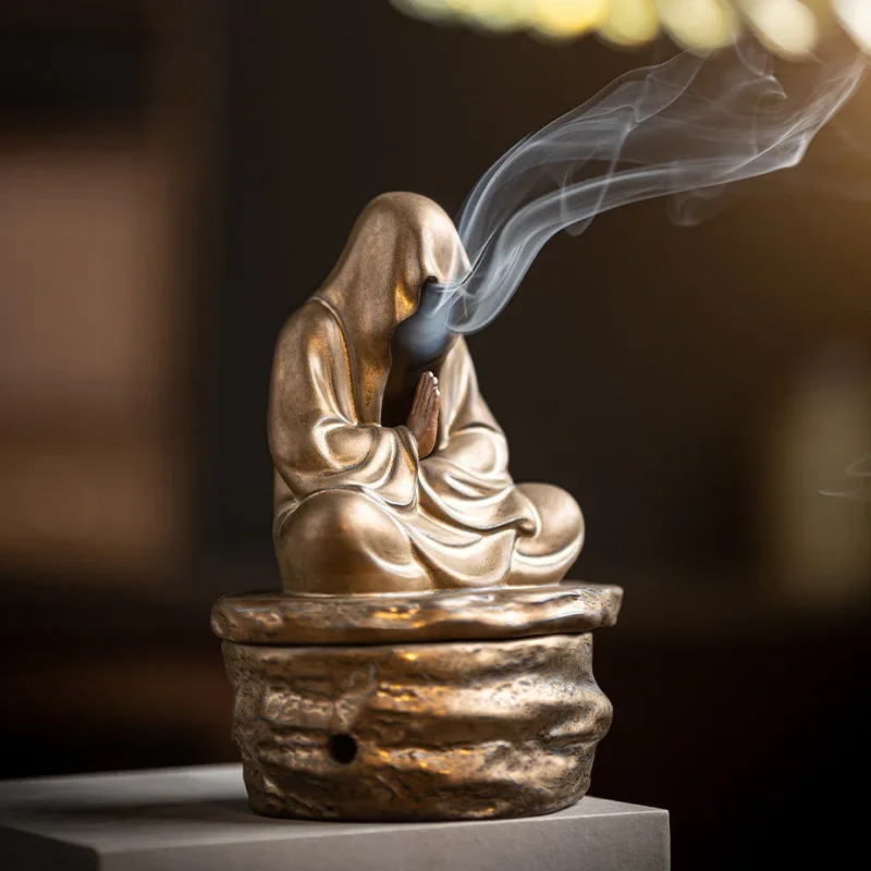 Incense Burner Formless Buddha Meditation Ceramic Monk Home Incense Holder Vaper Tearoom Yoga Room Censer Zen Bedroom Decoration