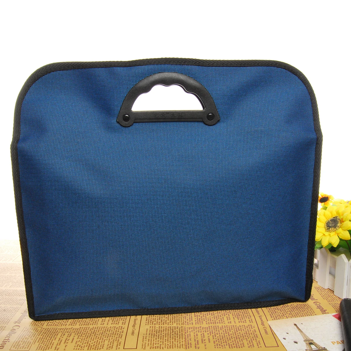

Dark *8*34Cm Oxford Document Bag Waterproof Portable File Tote With Zipper Compartment For A4 Papers Notebook Pvc