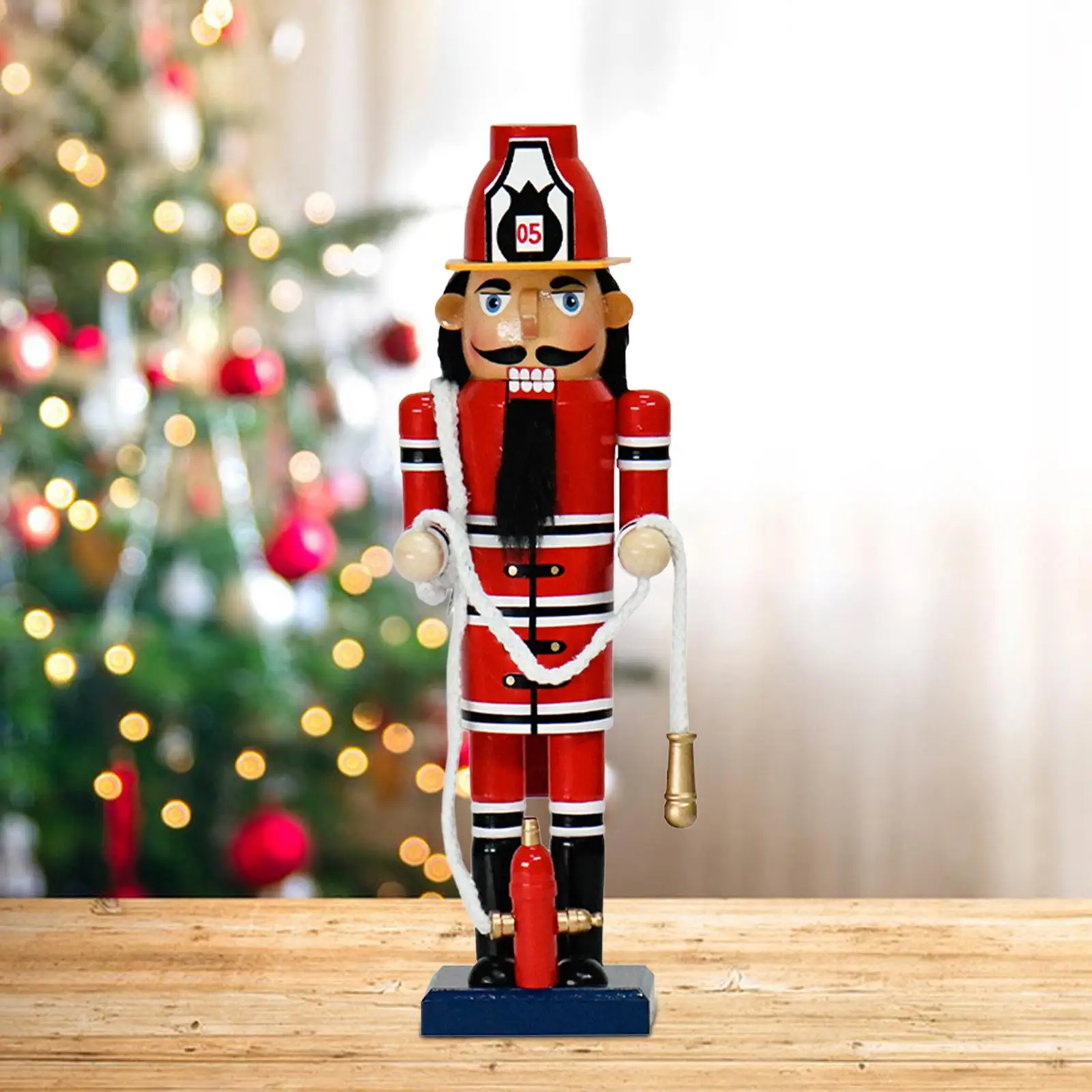 Firefighter Nutcracker Statue Christmas Figurine Party Supplies Lifelike