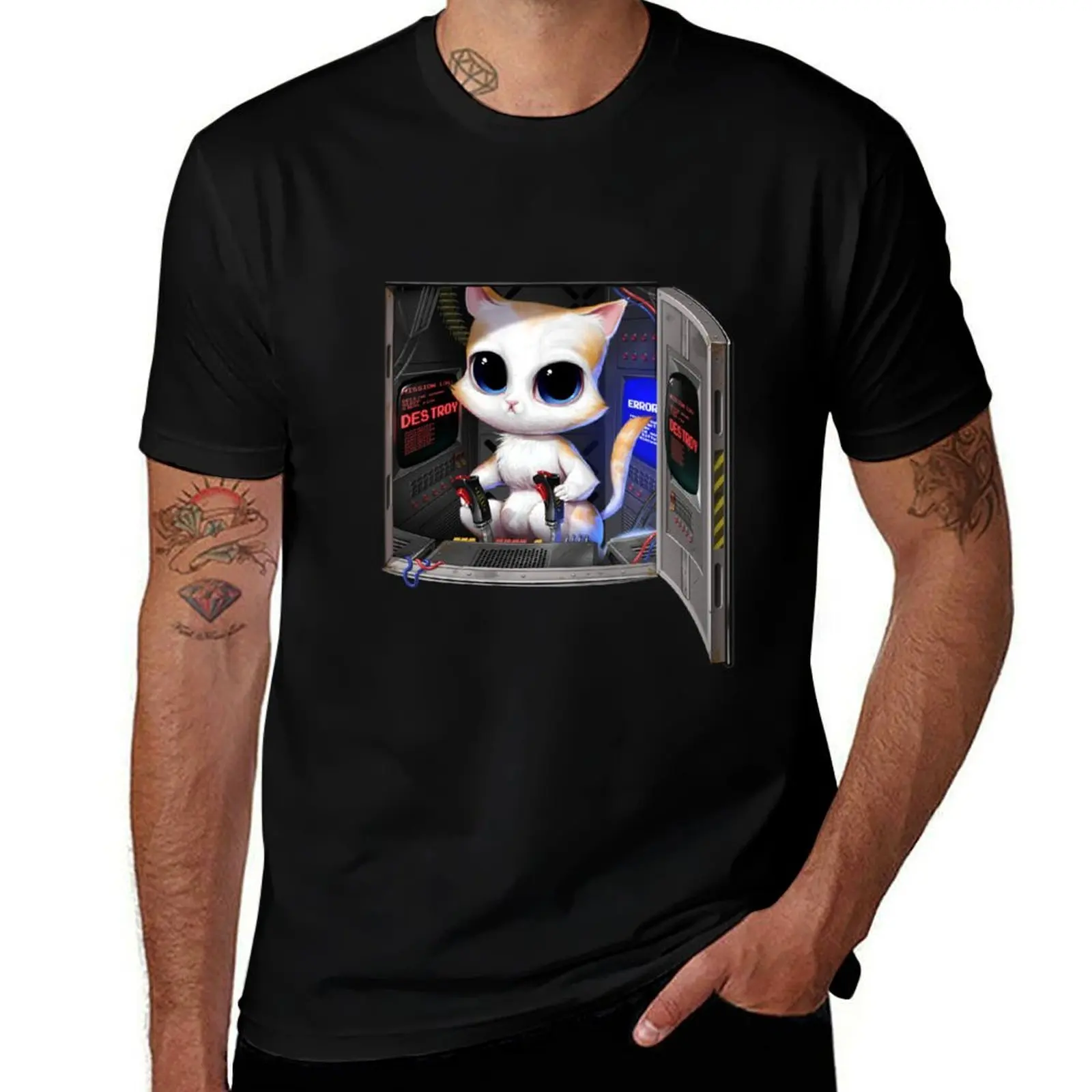Cat Piloted Cyborg T-Shirt t shirts for man graphic tees T-Shirt
