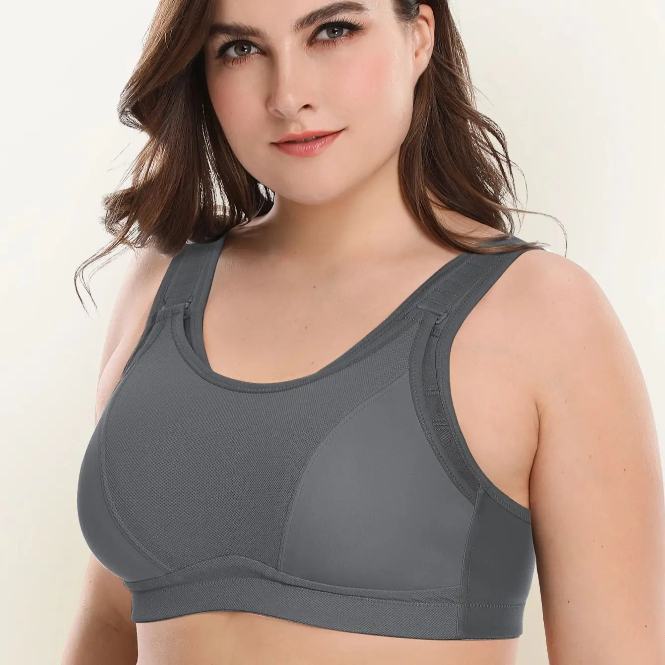 Wingslove Womens Adjustable Sports Bra Wireless Plus Size Full Coverage Bra Breathable Comfort Wide Straps Gym Workout Underwear