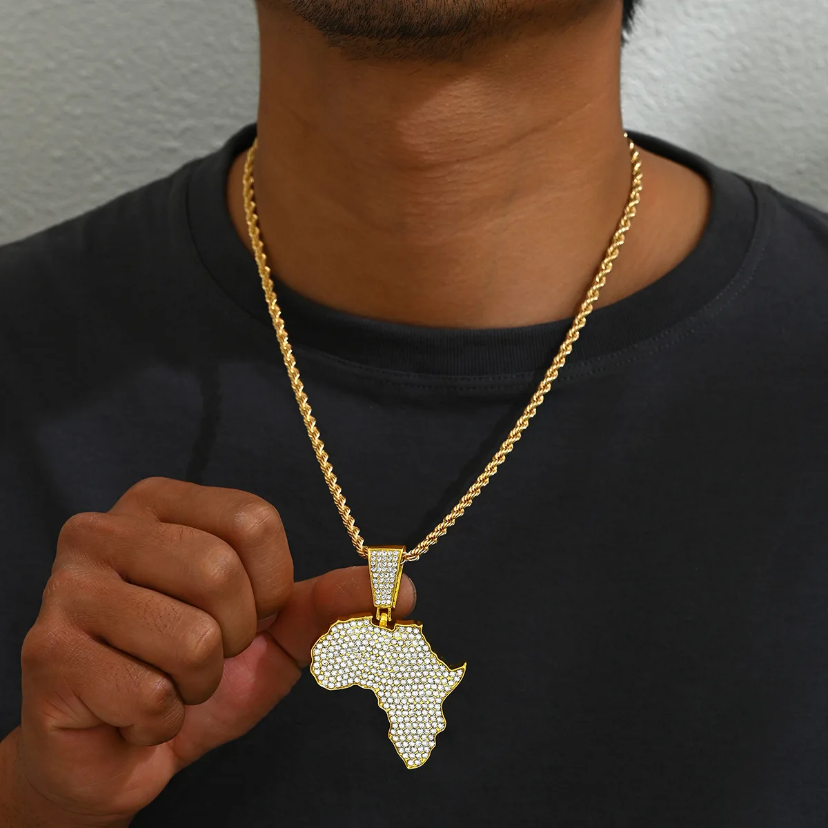 

Africa Map Pendant Necklace Women Men Silver Color/Gold Color Ethiopian Jewelry Wholesale African Map Hiphop Item Party