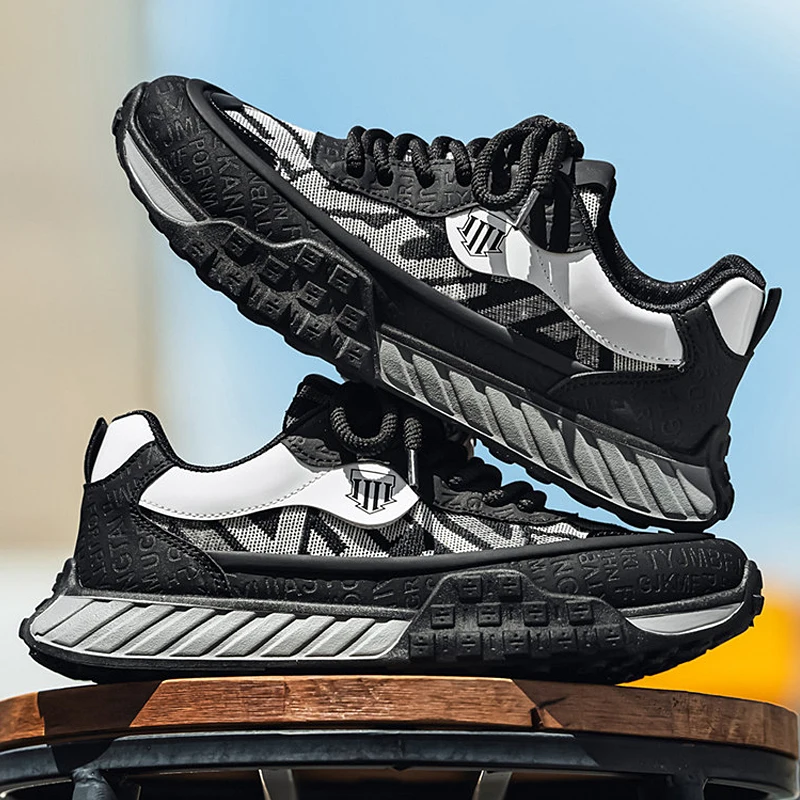 Chunky Sneaker Men Designer Sport Shoes Fashion Casual Microfiber Leather Mesh Breathable Increased Internal Flat Platform Shoes