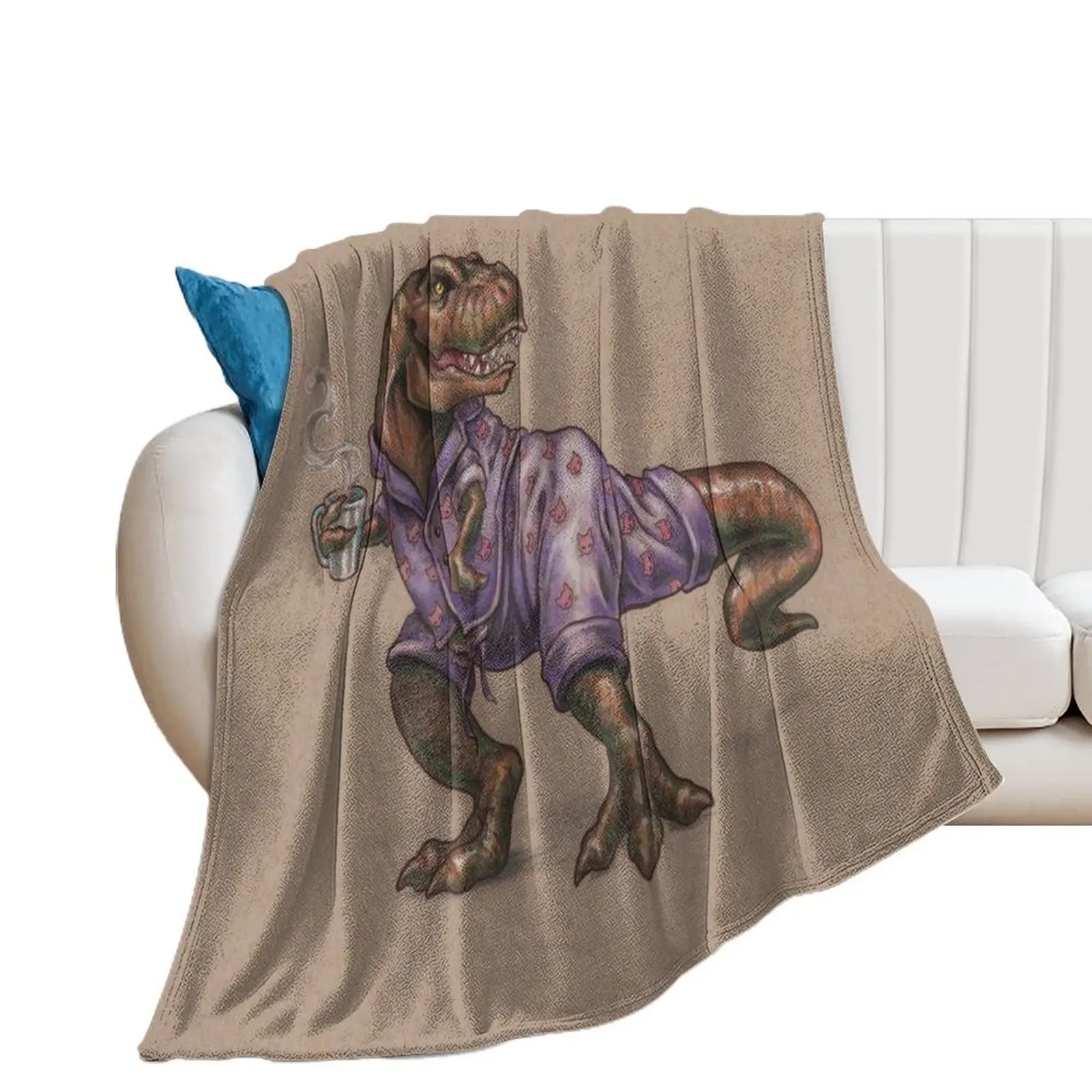 Tyrannosaurus Rex in Cat Jammies Throw Blanket Fashion Sofas halloween Soft Big Luxury Designer Blankets