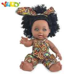 Schwarze Baby puppe 10 Zoll amerikanische afrikanische schwarze Mädchen puppe mit Kleid realistische wieder geborene Baby puppe für Kinder Silikon kleines Spielzeug Geschenk