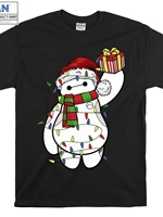 Disney Big Hero 6 Baymax Christmas T-shirt - Christmas hat and lighting design, heat transfer printed fit short sleeved T-shirt