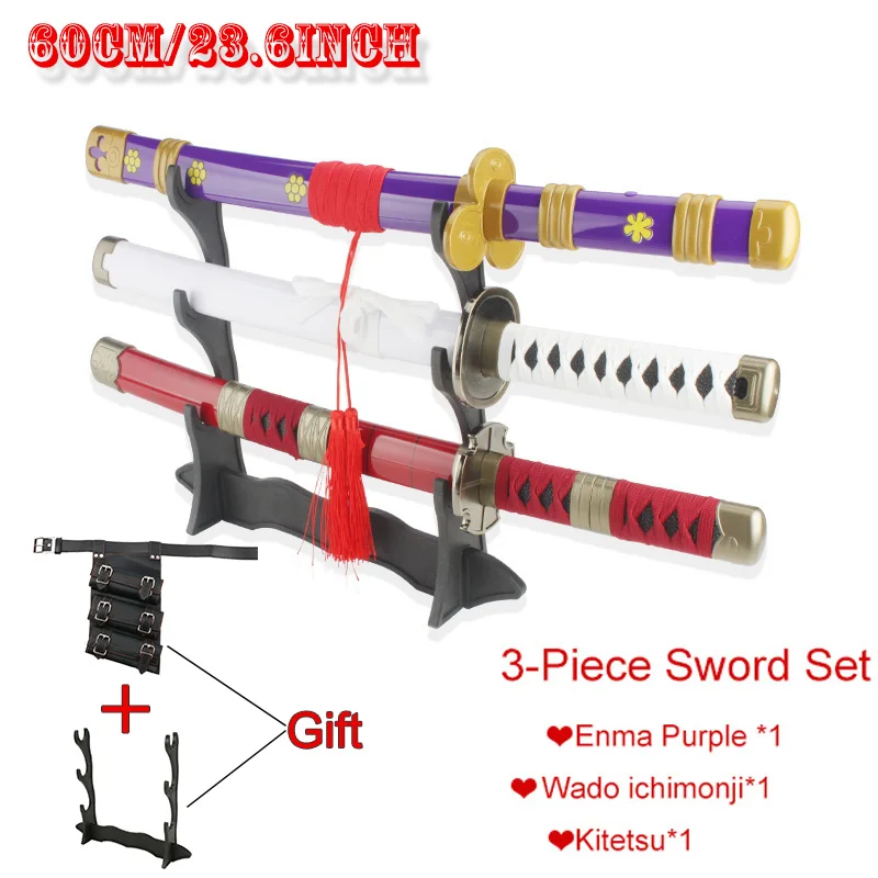 60 سنتيمتر/30 بوصة 3 قطعة مجموعات رورونوا زورو كاتانا أنيمي السيوف إنما سلاح الدعامة تأثيري Shusui Sandai kitetsu Ichimonji