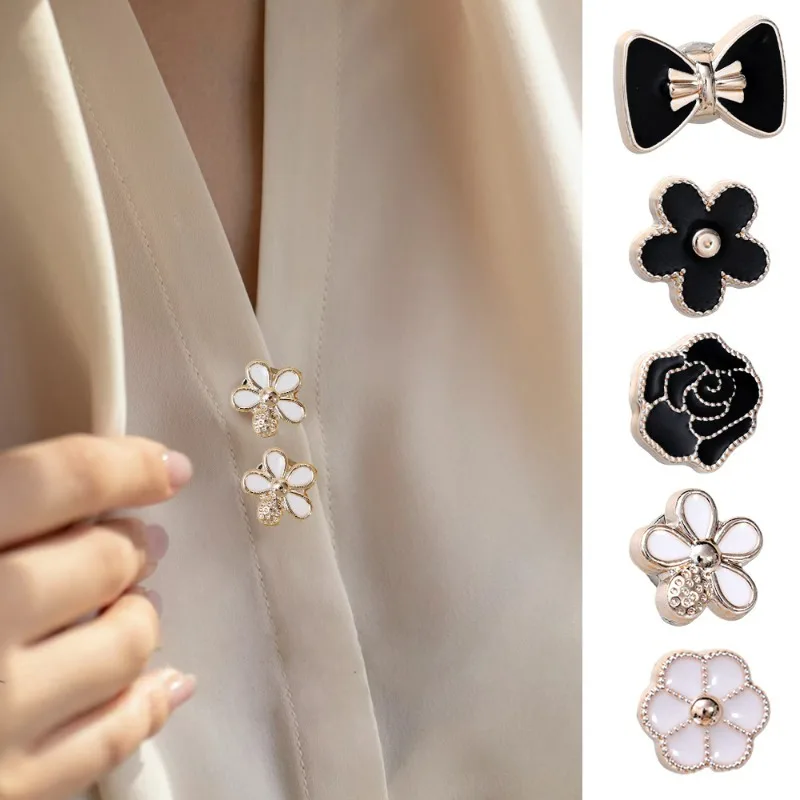 1-10set Shirt Magnet Buckle Bow Knot Invisible Automatic Magnetic Collar Button Brooch DIY Handwork Clothes Sewing Accessories