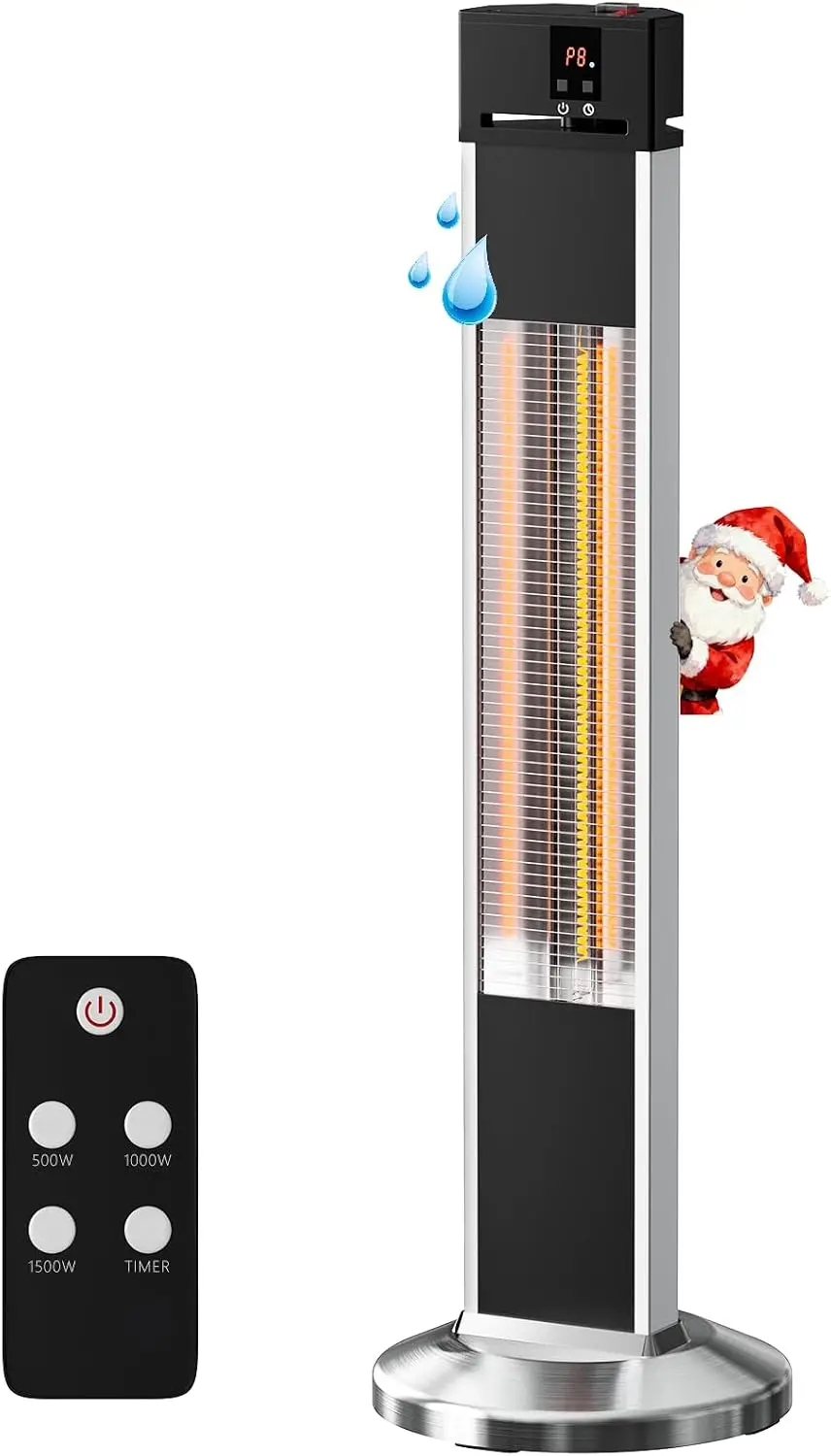 Outdoor Electric Infrared Patio Heater, Portable Carbon Fiber Freestanding Design with Remote Control for Backyard, Garden, Porch and Deck