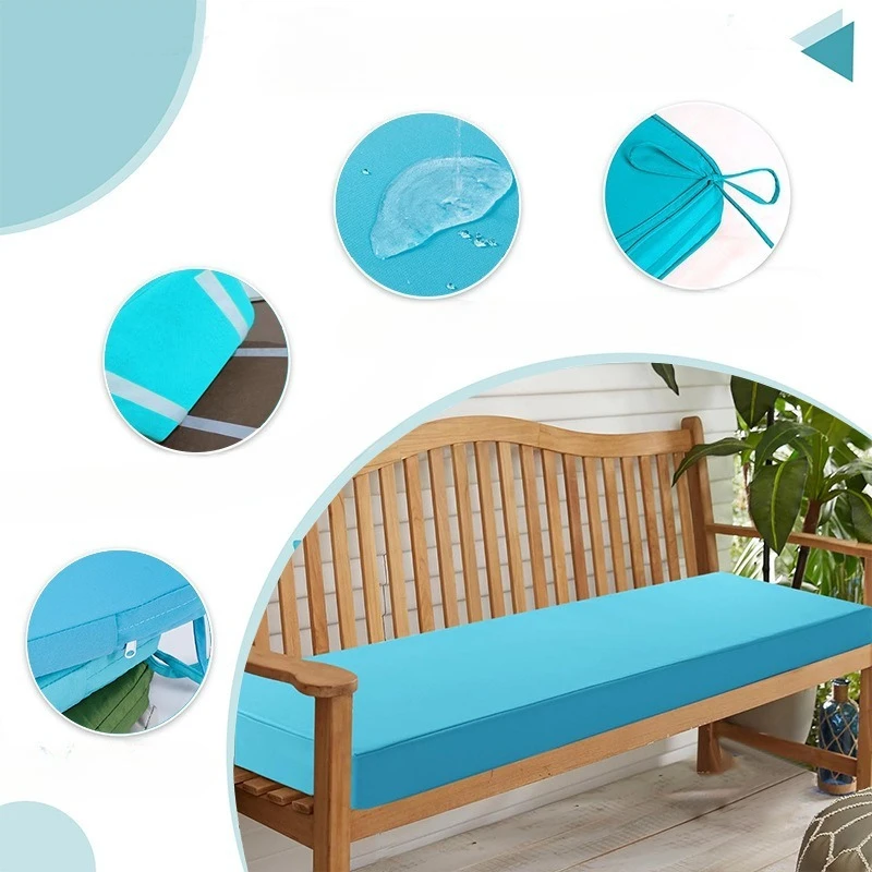 Outdoor Waterproof Bench Cushion Wooden Chair Cushion High Density Sofa Cushion Balcony Garden Chair Cushions Swing Decor