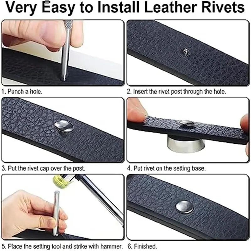 FLYY-340 Sets Leder-Nietenset, Nieten für Leder, Doppelhutnieten, Bekleidungsstoffe zum Reparieren von Kleidung, Schuhen, Taschen, Gürteln, langlebig, D – Detail 3