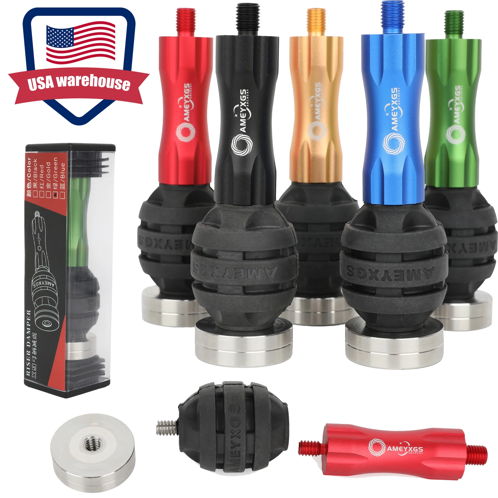 

Archery Compound Bow Stabilizer Bows Handle Damping Adapter Stabilizer Bar 4.4inch Alloy Balance Rod Side Rod Hunting Shooting