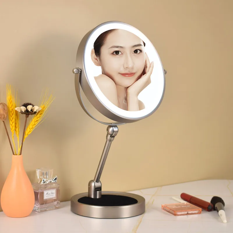 Magnifying Mirror 10X Magnification 360 Rotating Professional 8-Inch Desktop Double Sided Cosmetic Mirror with LED Light Makeup