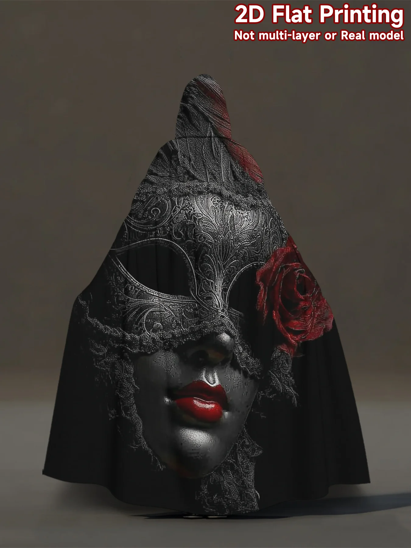 1pcs Retro Full-Body Rose Hooded Robe Mask Costume Cloak Hooded Capes with Masquerade Mask, Machine Washable