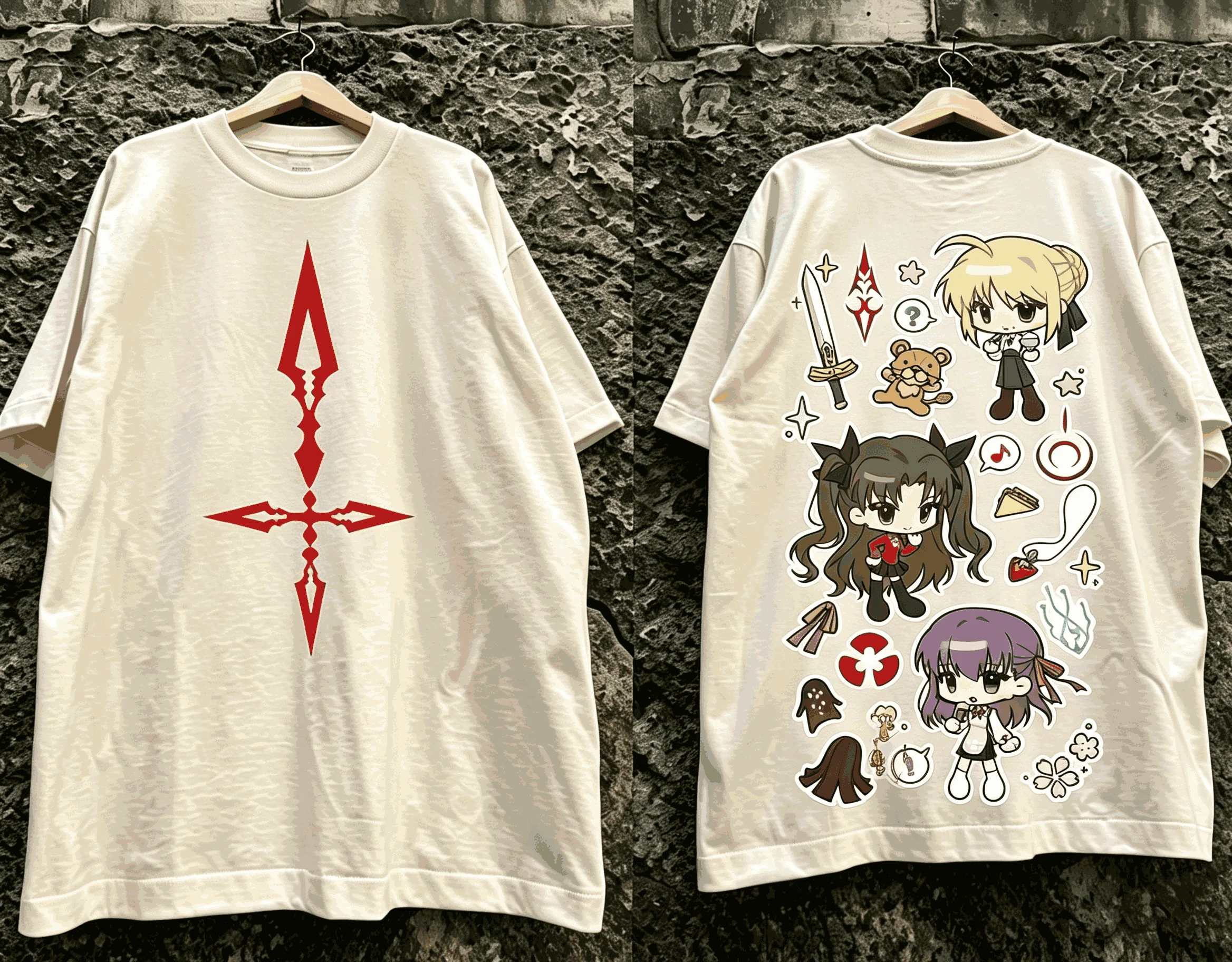 Fate stay night Unisex Casual Fashion T-shirt High Street Oversized Unisex T-shirt Streetwear Trendy Cotton Couples Breathable