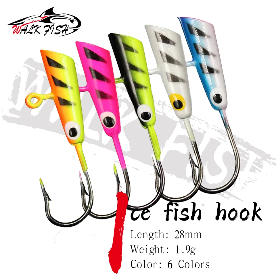 SPAZIERGANG FISCH 5 Teile/los 28mm 1,9g Eis Angeln Locken Mini Blei Winter Angelhaken Tackle Für Bass karpfen Made Wurm Metall Köder Eis Jig
