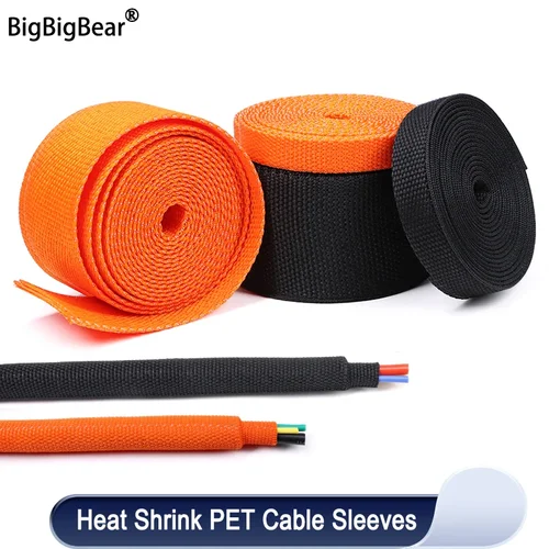 1 ~ 50m nueva funda de Cable trenzado PET tubo termorretráctil aislamiento retardante de llamas envoltura retráctil funda organizador de cables protección