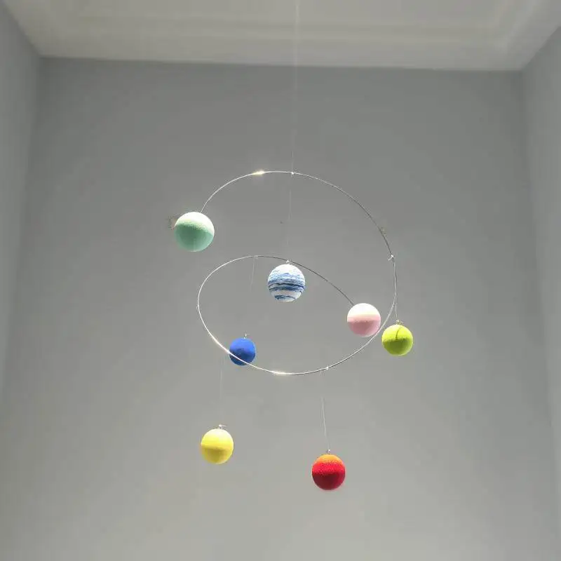 7 Color Balance Ball Pendant Modern Minimalist Dynamic DIY Air Pendant Home Ceiling Decoration Silent Wind Chime Baby Crib Bell