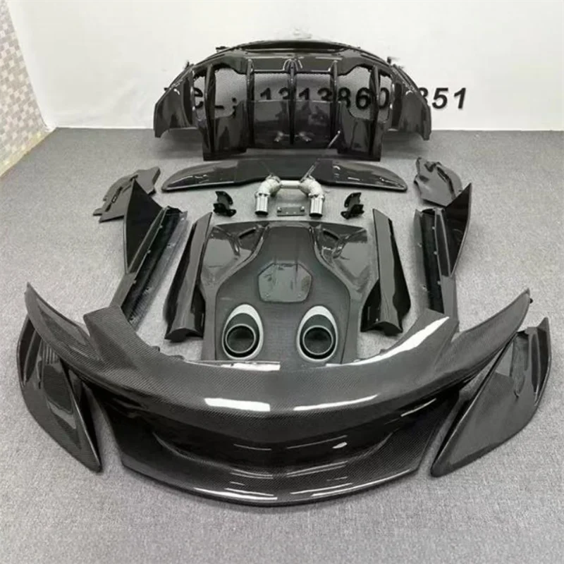 For McLaren 540C 570S Upgrade To 600LT Style Real Carbon fiber Front Bumper Rear Bumper Side Skirts Tail Wing Splitter Body Kit