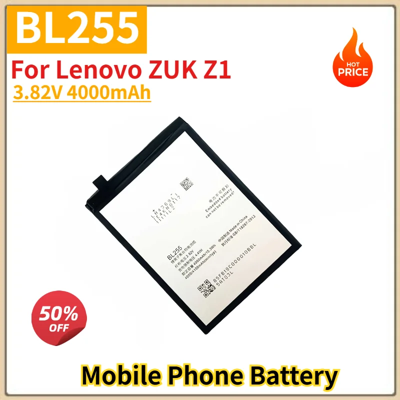 BL255 Battery 3.82V 4000mAh for Lenovo ZUK Z1 Mobile Phone High Quality Replacement Battery