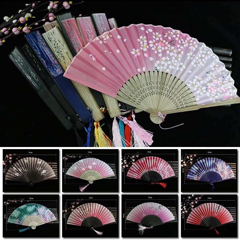 New Vintage Folding Fan Retro Chinese Japanese Bamboo Hand Folding Fan Dance Hand Fan Home Decoration Ornaments Craft Gift Fan