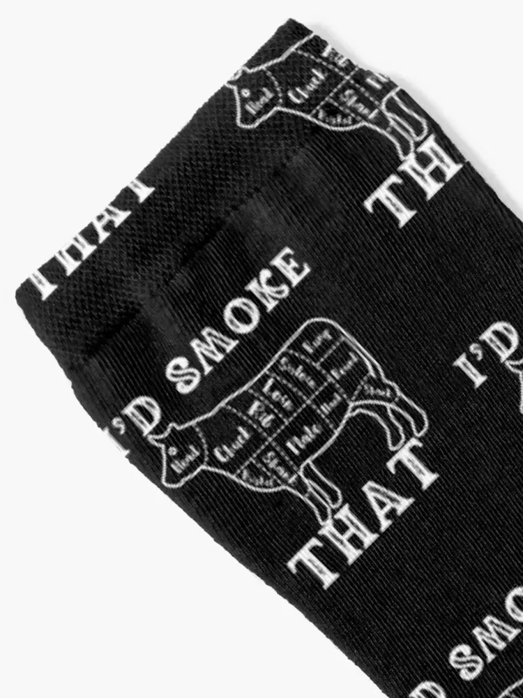 I'd Smoke That Cow Smoking Meat Grilling shirt Socks bright garter designer Crossfit cute Socks Men Women's