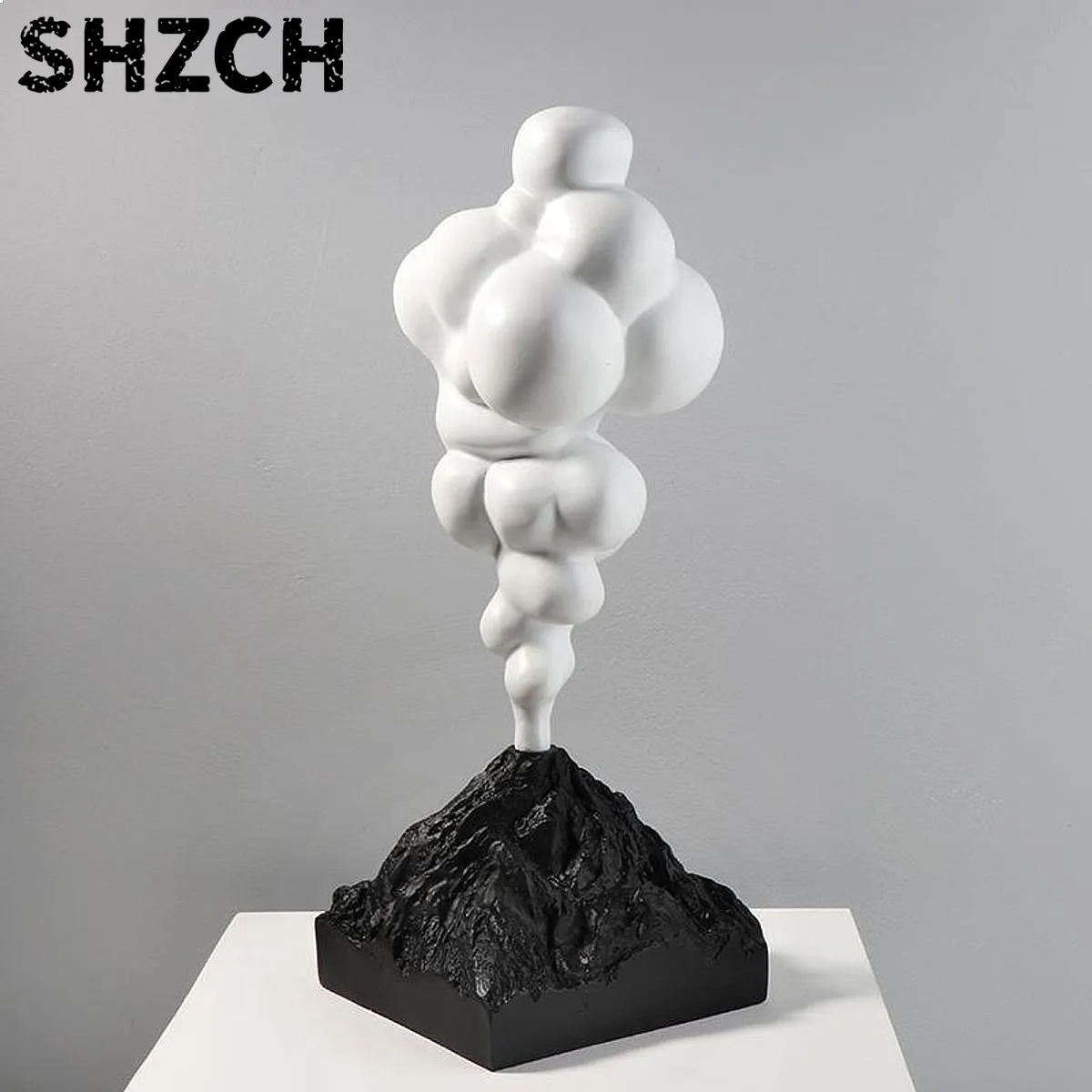 White Volcanic Eruption Resin Sculpture Modern Home Decor Living Room Art
