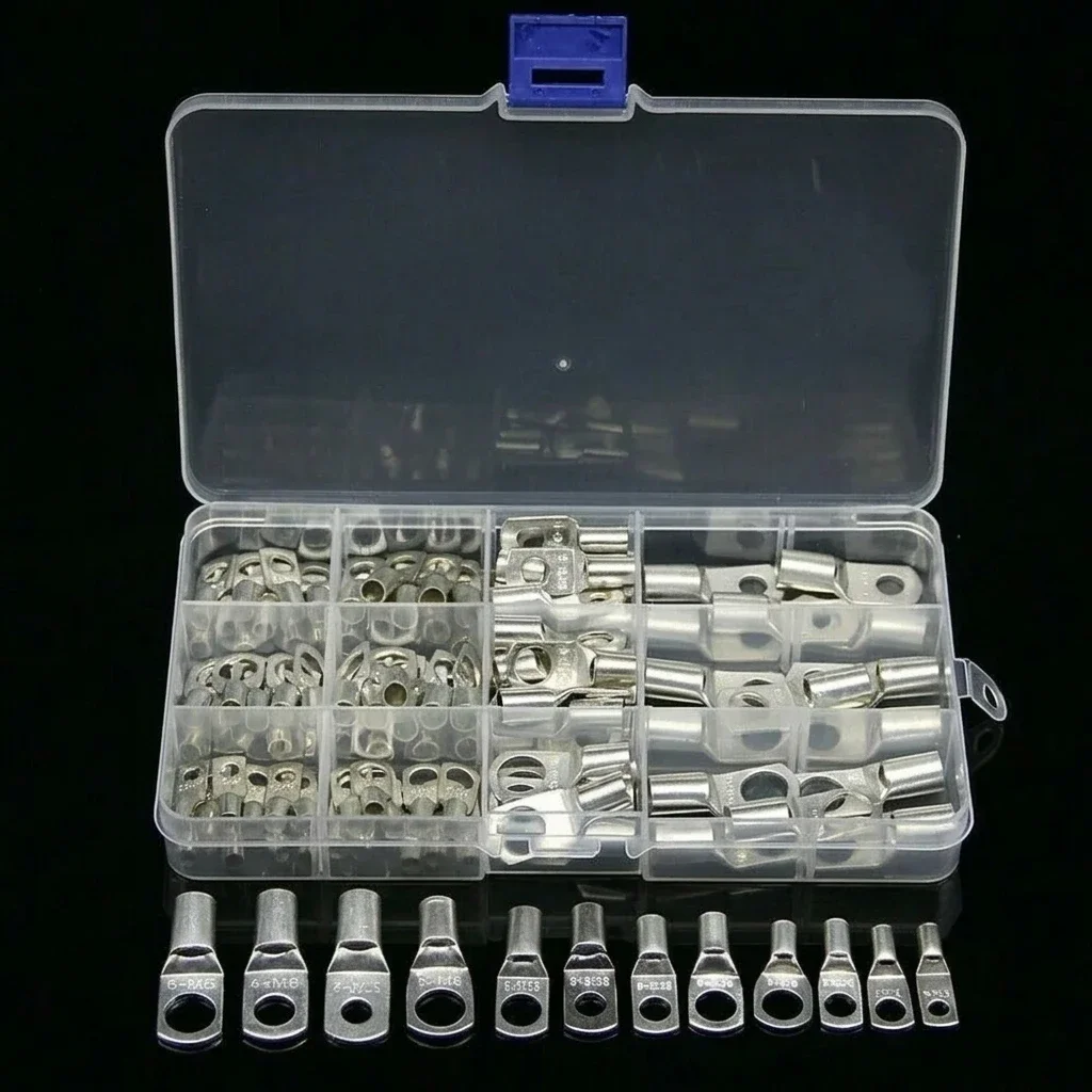 Copper Cold Press Terminal Connector Peep Hole Design 100Pcs Set For Electrical Wiring