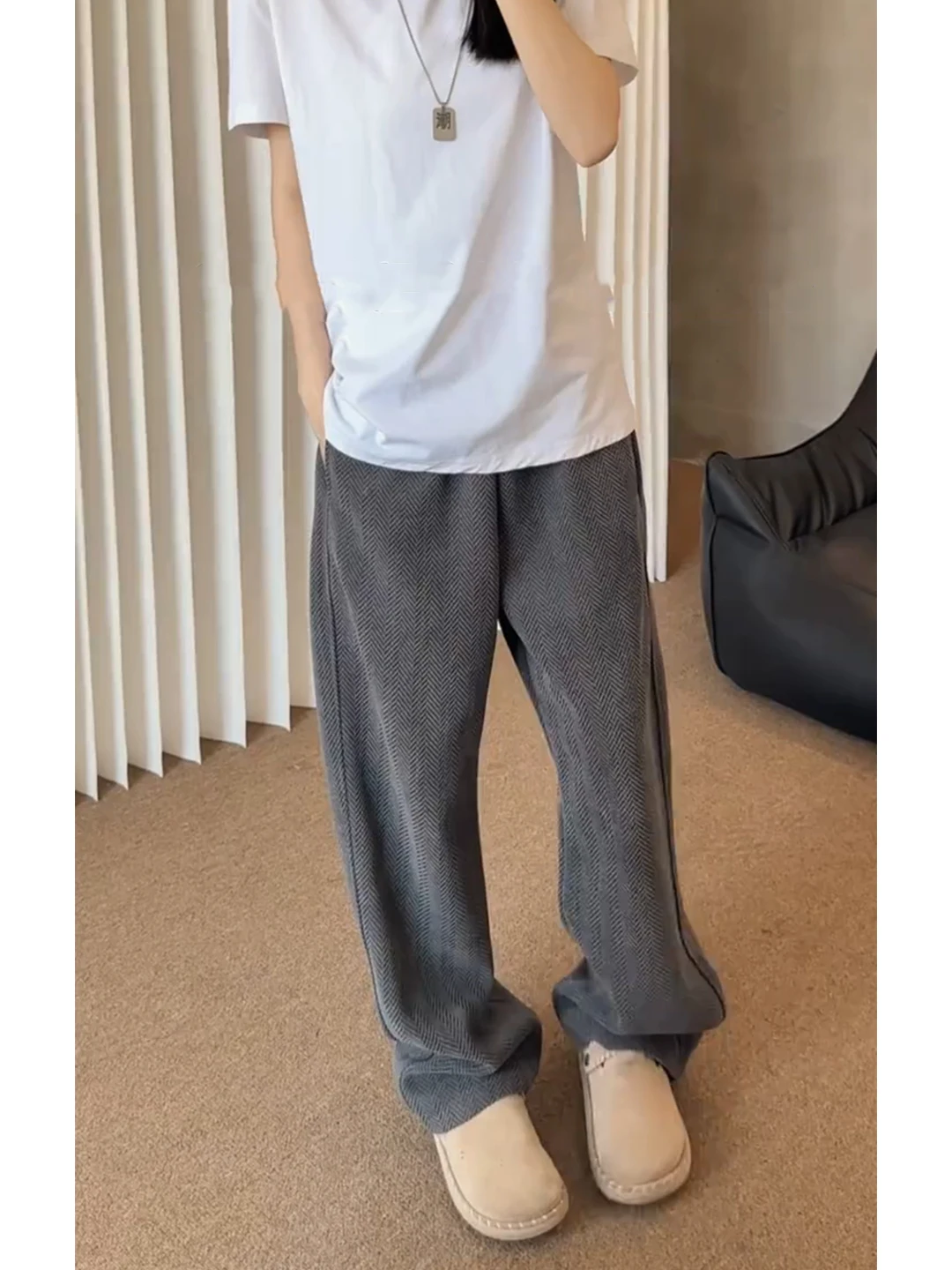 

Cleanfit Men's Lazy Sle Wide Leg Straight Cut Pants Autumn Spor Sweatpants Knife Design American Casual Trousers