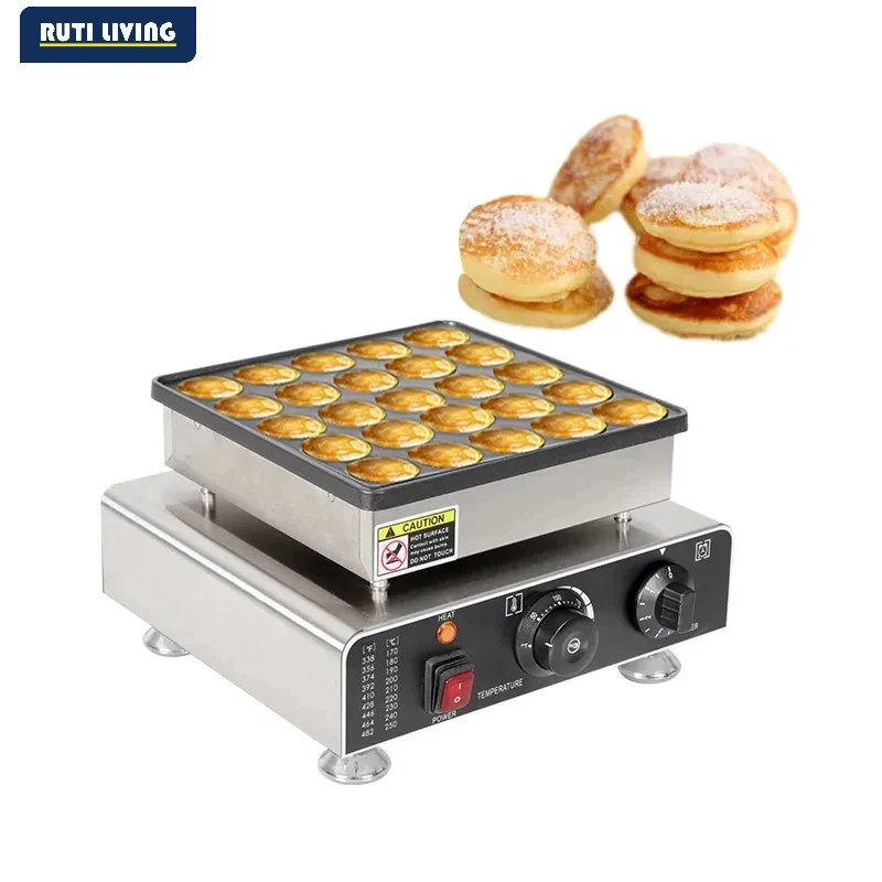 RUTI Commercial Compact 25-Hole Non-Stick Cooking Grill Station, 900W Dutch Poffertjes & Dorayaki Multi-Function Grilling Plate