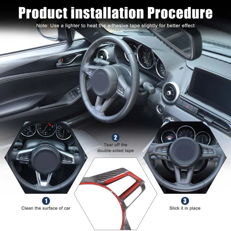 

Real Carbon Fiber For Mazda MX-5 ND 2016-2025+ car steering wheel decorative frame sticker car interior protection accessories
