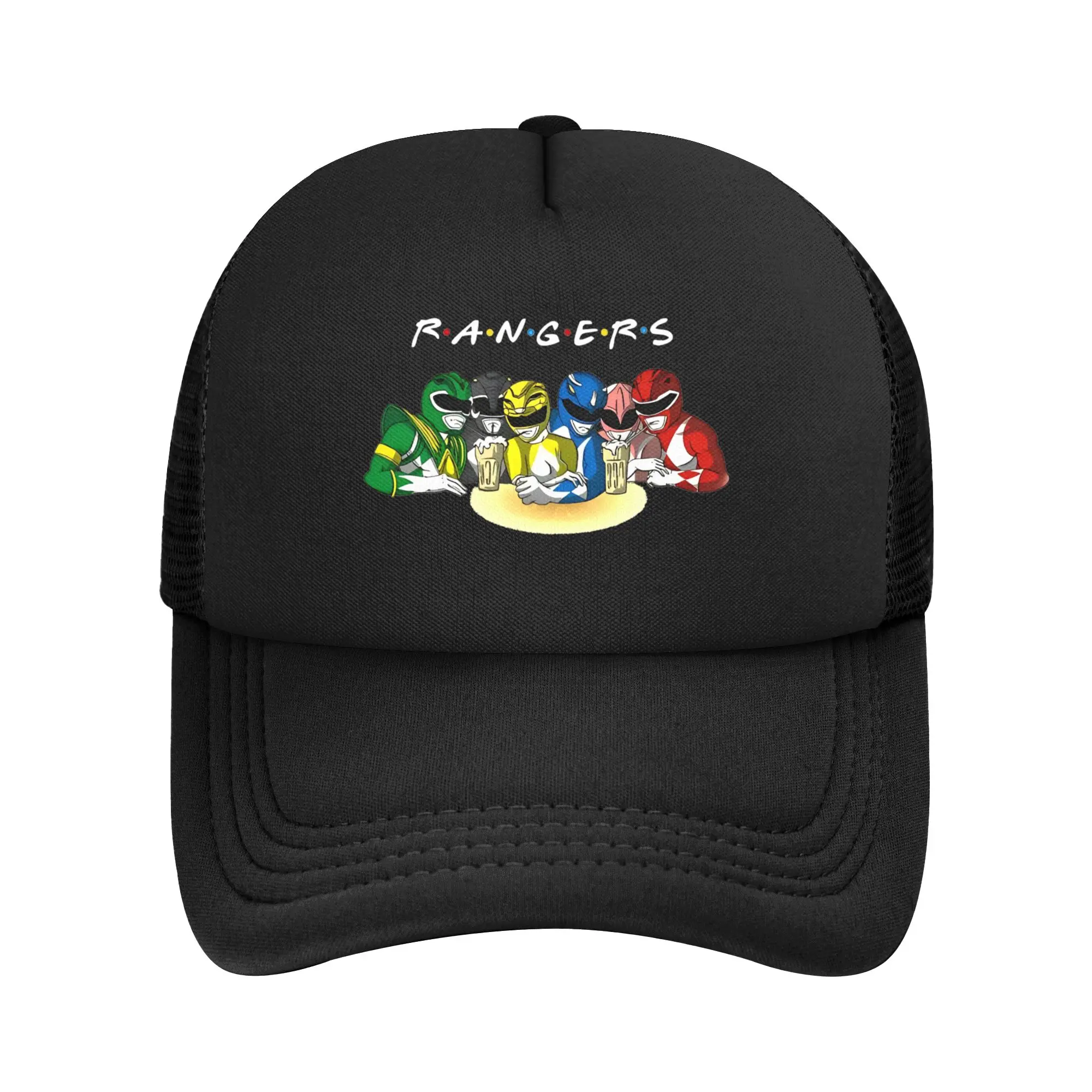 FUNNY Power Rangers FRIENDS Mesh-Baseballkappe für Herren und Damen, modische Trucker-Arbeitermütze, atmungsaktive Sommer-Sportkappe